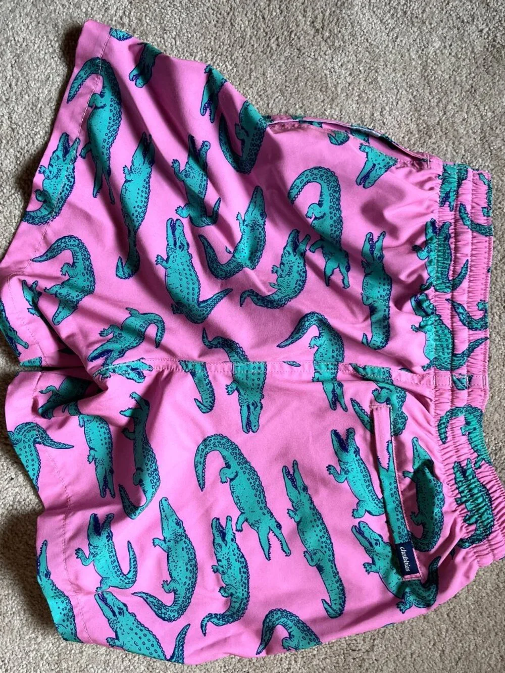 Swinsuit‎ - Chubbies Pink Green Alligator Lined Swim Trunks Men Small 5.5